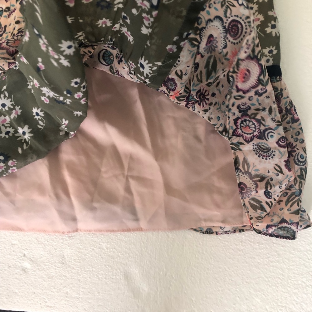 Juicy Couture NWOT pink green floral bohemian long sleeve mini dress - Picture 6 of 12